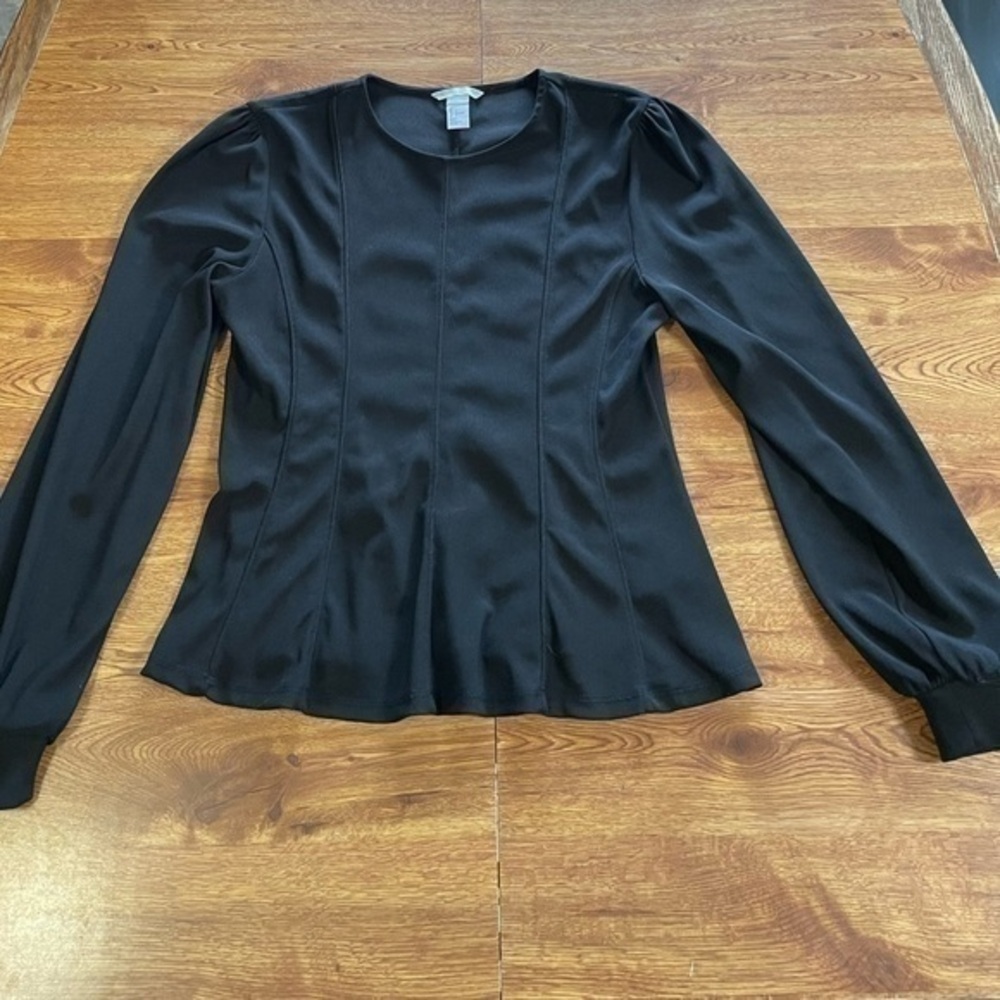 H&M black long sleeve peplum style top